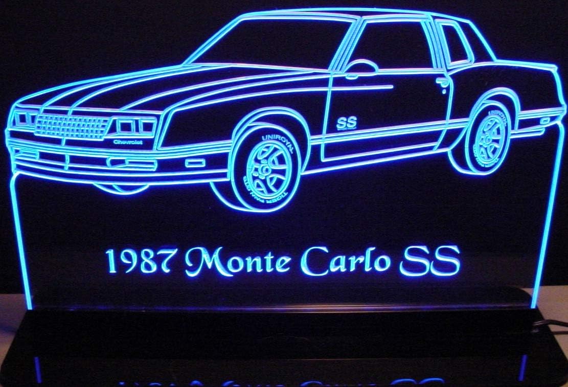 1987 Monte Carlo SS Acrylic Lighted Edge Lit 11-13" LED Car Sign / Light Up Plaque 87 VVD1 Made in USA