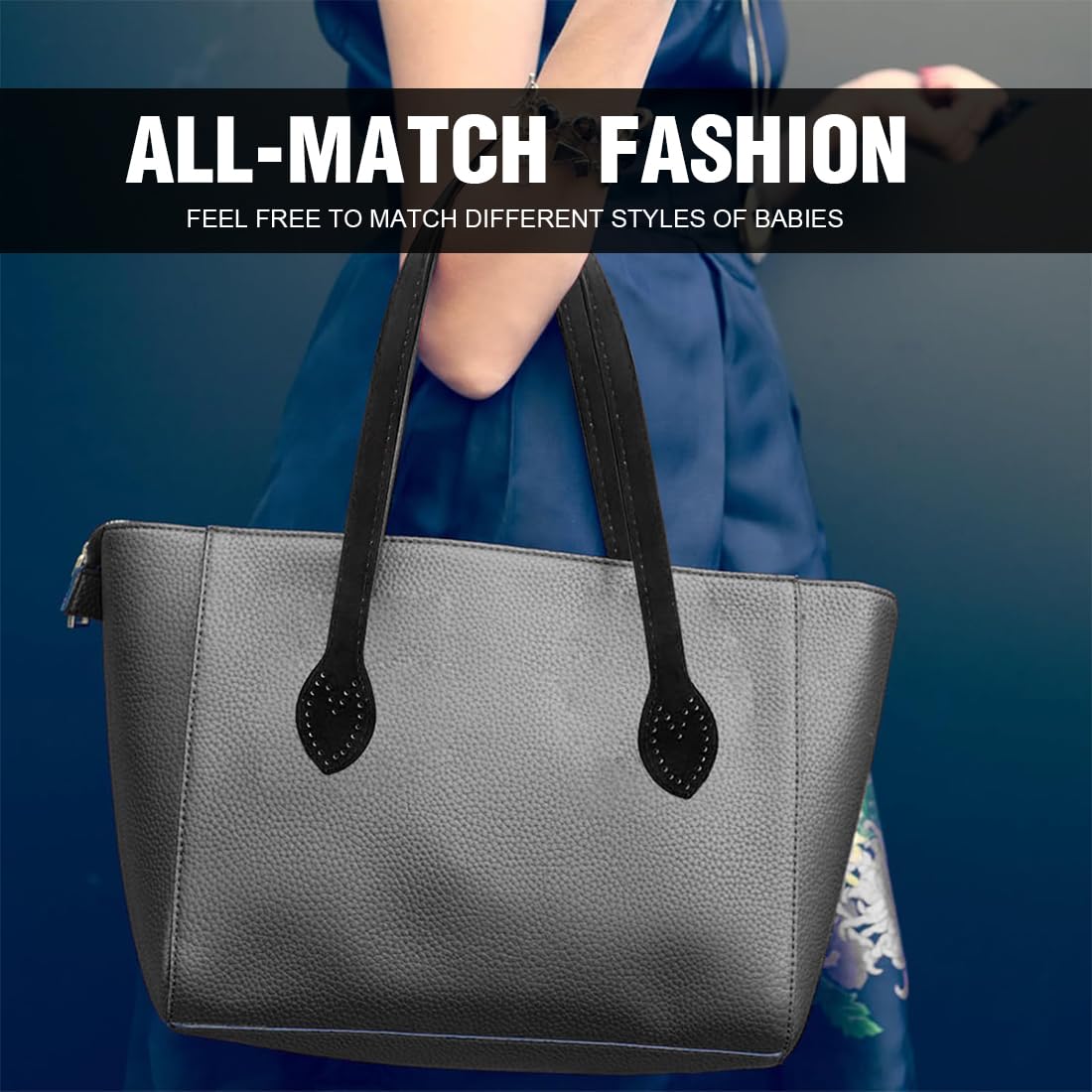 2 Maniglie Per Borsa In Pelle PU - 40 Cm, Nero, Con Fibbie Metalliche Per Fai Da Te E Riparazioni - Foto 13