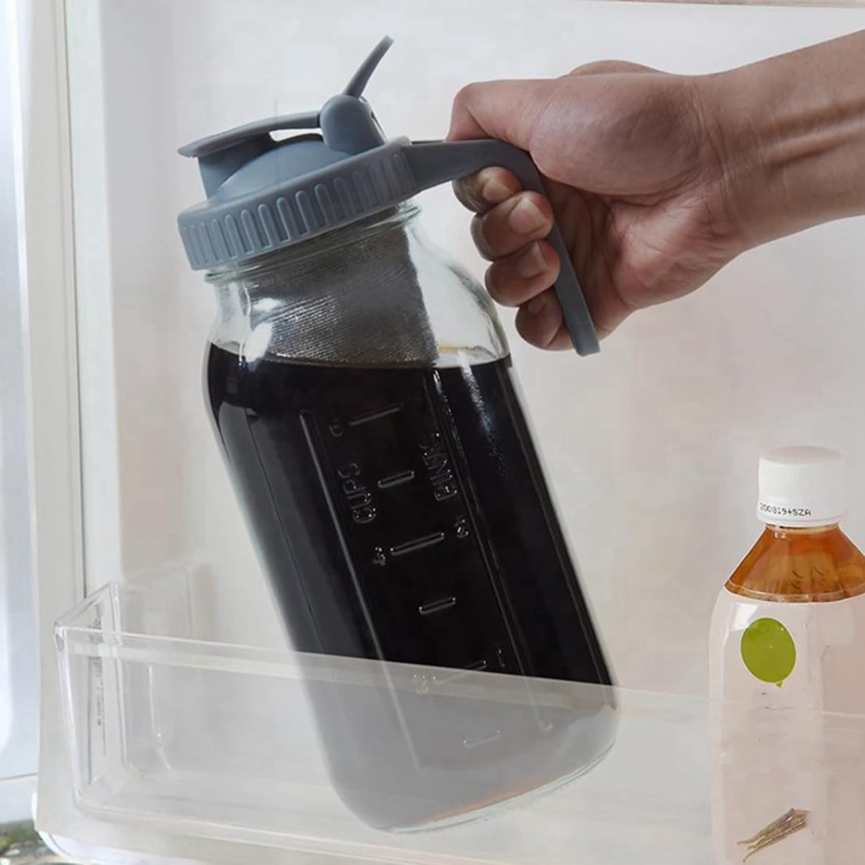 2 x ekspres do kawy Cold Brew, słoik na przetwory, wytrzymały dzbanek do parzenia na zimno, z grubego szkła, z pokrywą na zawiasach i