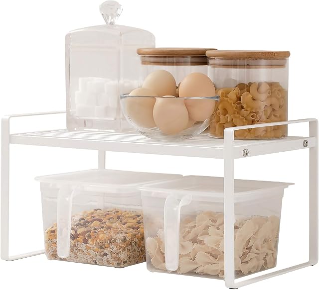 ORZ Cupboard Shelf Organiser for Kitchen Counter Cabinet Pantry, Metal Wire Spice Storage Rack for Bottles, Cans, Jars, Dishes
