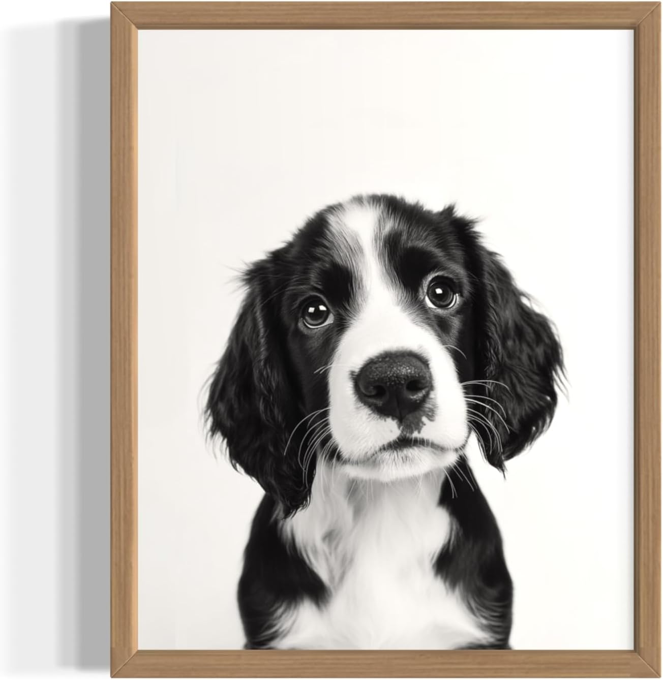 English Springer Spaniel Wall Art Print Poster, Puppy Pet Animal Gifts Black and White Picture Painting Puppies Kid's Childrens Room Bathroom Gallery 158B (English Springer Spaniel, 24x36 inches, Wood Frame)