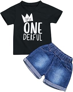 Toddler Baby Boy Clothes First Birthday Outfit Summer T-Shirt Denim Shorts Outfits Set Clothes