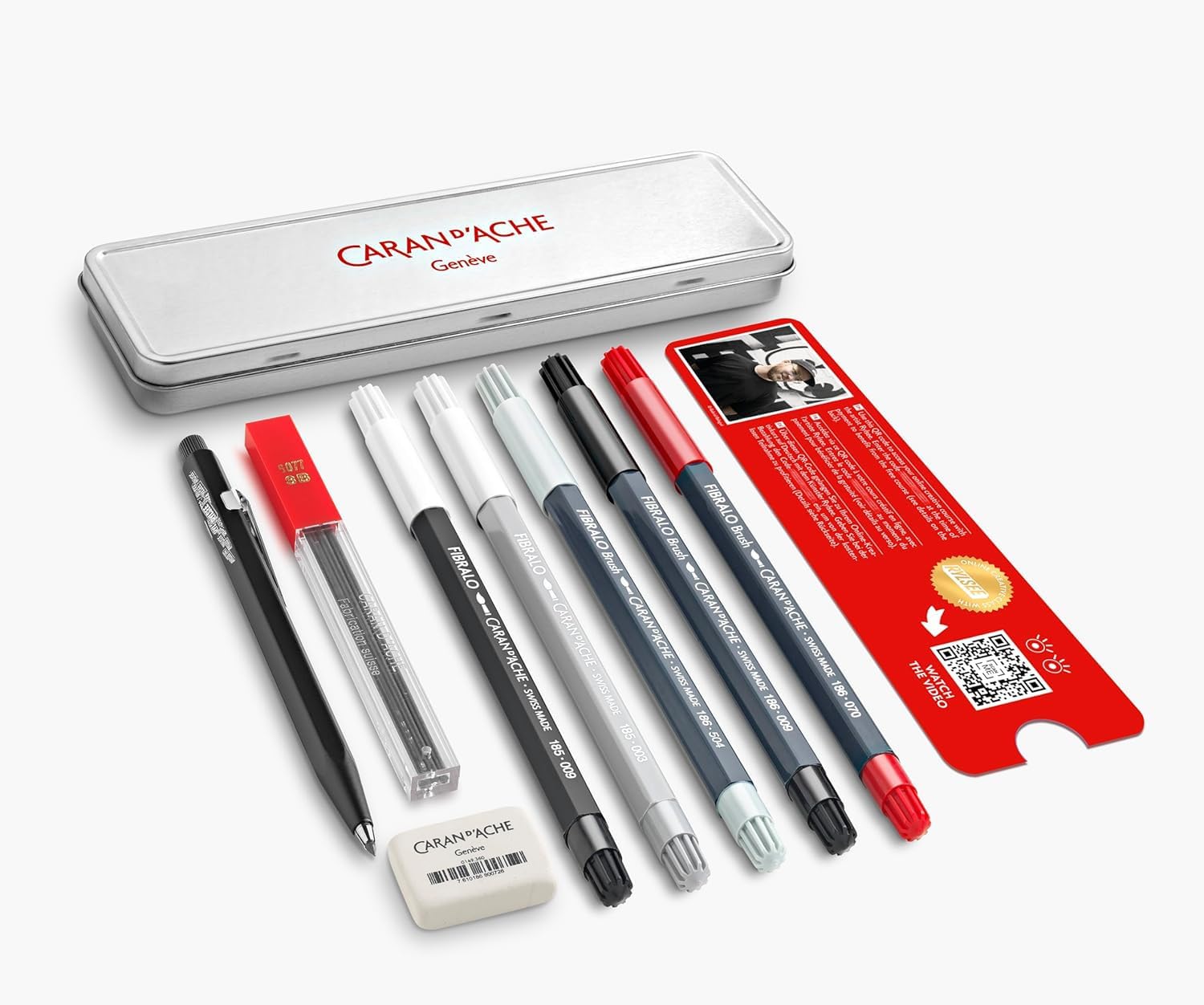 Caran d'Ache RYLSEE Letteringset + 1 Online-Kreativkurs in grauem Metall Etui, 3000.323