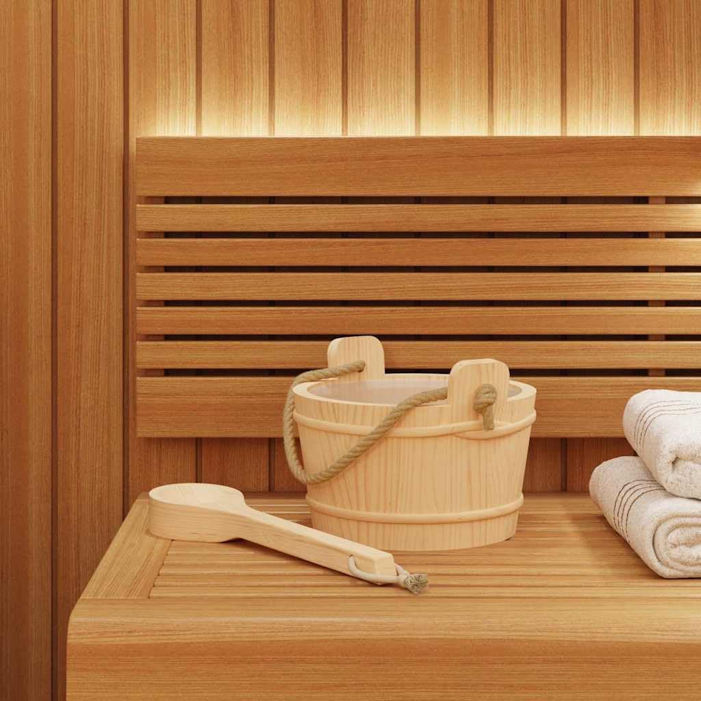 Secchio per sauna, 2 pezzi, marrone in legno di pino massiccio con manico in canapa, 27,5 x 25,5 x 20 cm, accessorio per sauna finlandese e relax