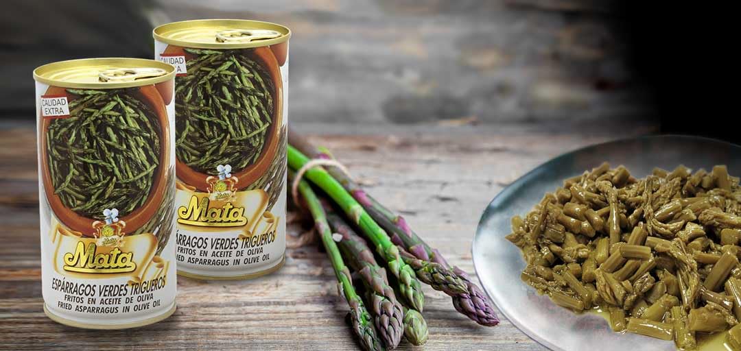 Espárragos verdes trigueros Gourmet Mata I Sabor auténtico y natural I Sin conservantes I Con aceite de oliva y la mejor selección de espárragos I Lata de 340 g