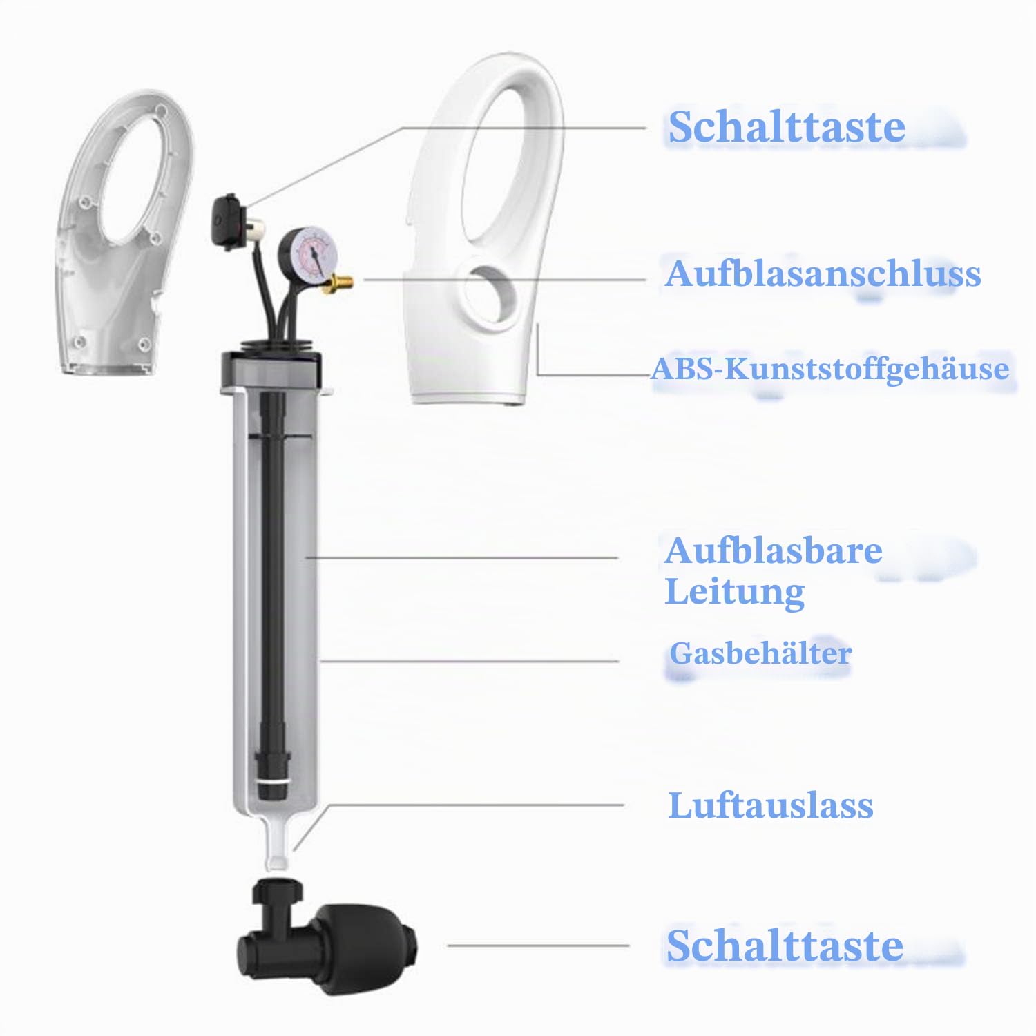 WC Plunger Ultrahochdruck Multi-Funktions-Abflussreiniger mit 4 Kolbenkopf für Toilette, Reinigungspumpe verwendbar für Toilette, Badewanne, Dusche, Wanne (Luftpumpenfüllung/Stil)