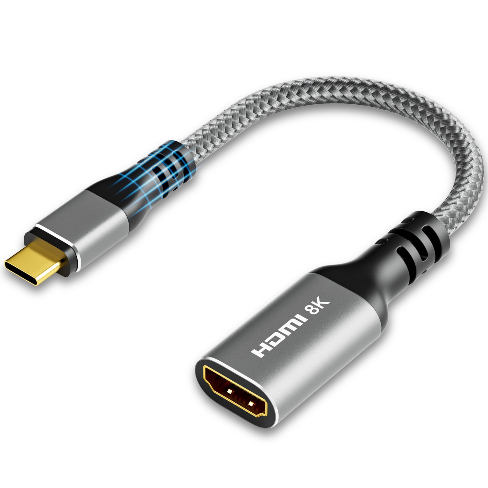 8K USB C to HDMI Adapter, Type-C Male (Source) to HDMI Female (Screen) converter connector [Thunderbolt 3/4 Compatible],8K@60Hz,4K@120Hz for iPhone15