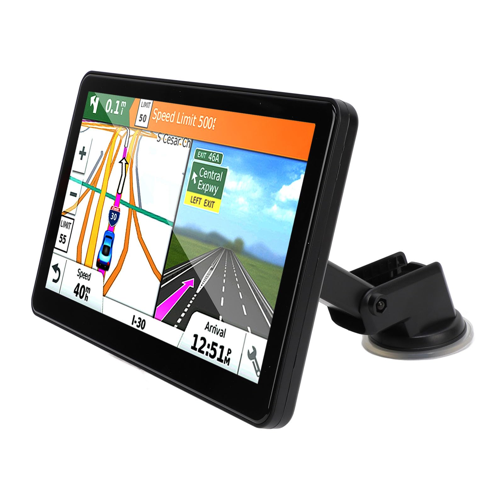 Tragbares Auto-Navigationssystem, 9-Zoll-Auto-Navigationssystem für CarPlay Wireless für Auto 2,5-D-Glas-Touchscreen-Auto-Navigationssystem