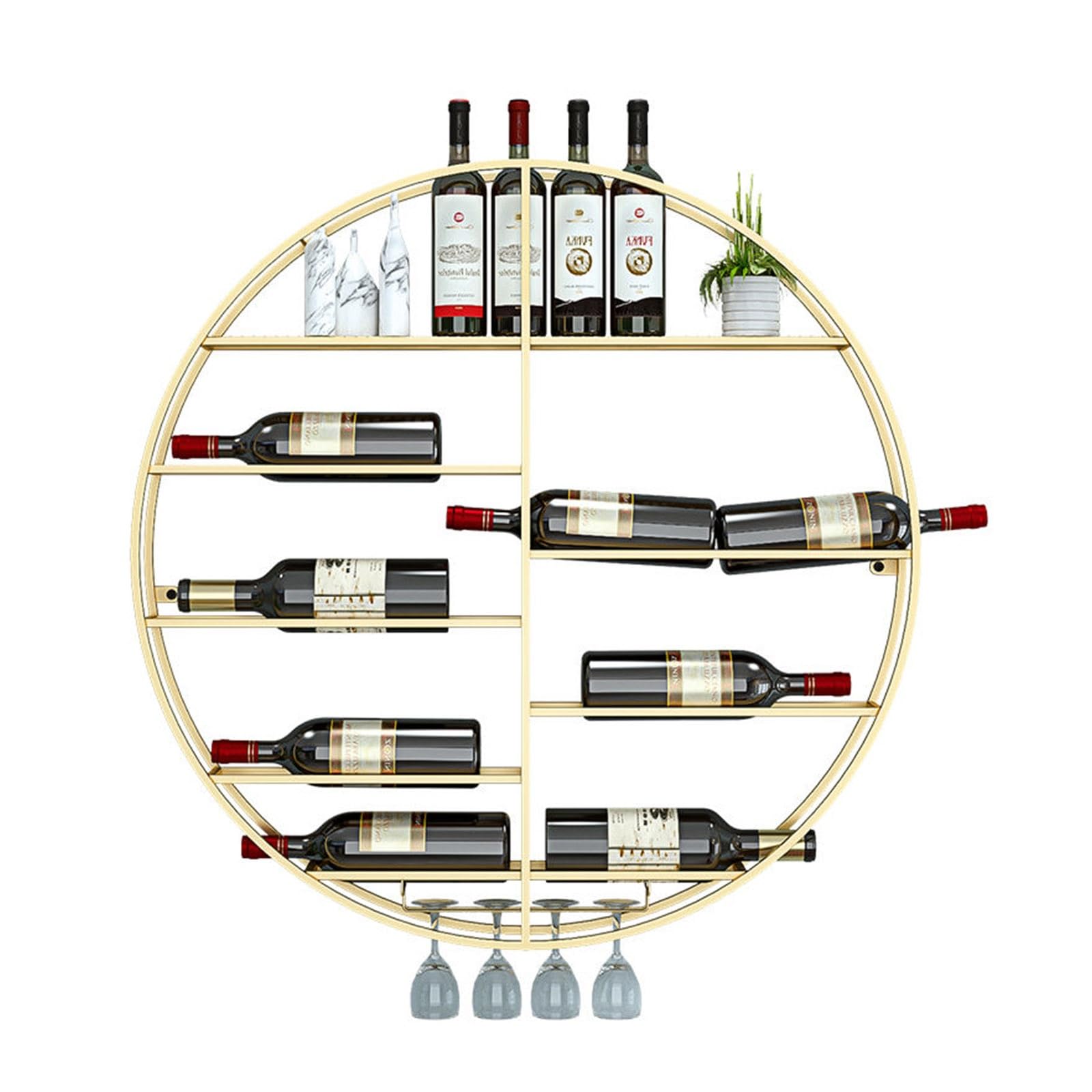 Casier à vin mural doré 70 cm avec support verres cuisine salon