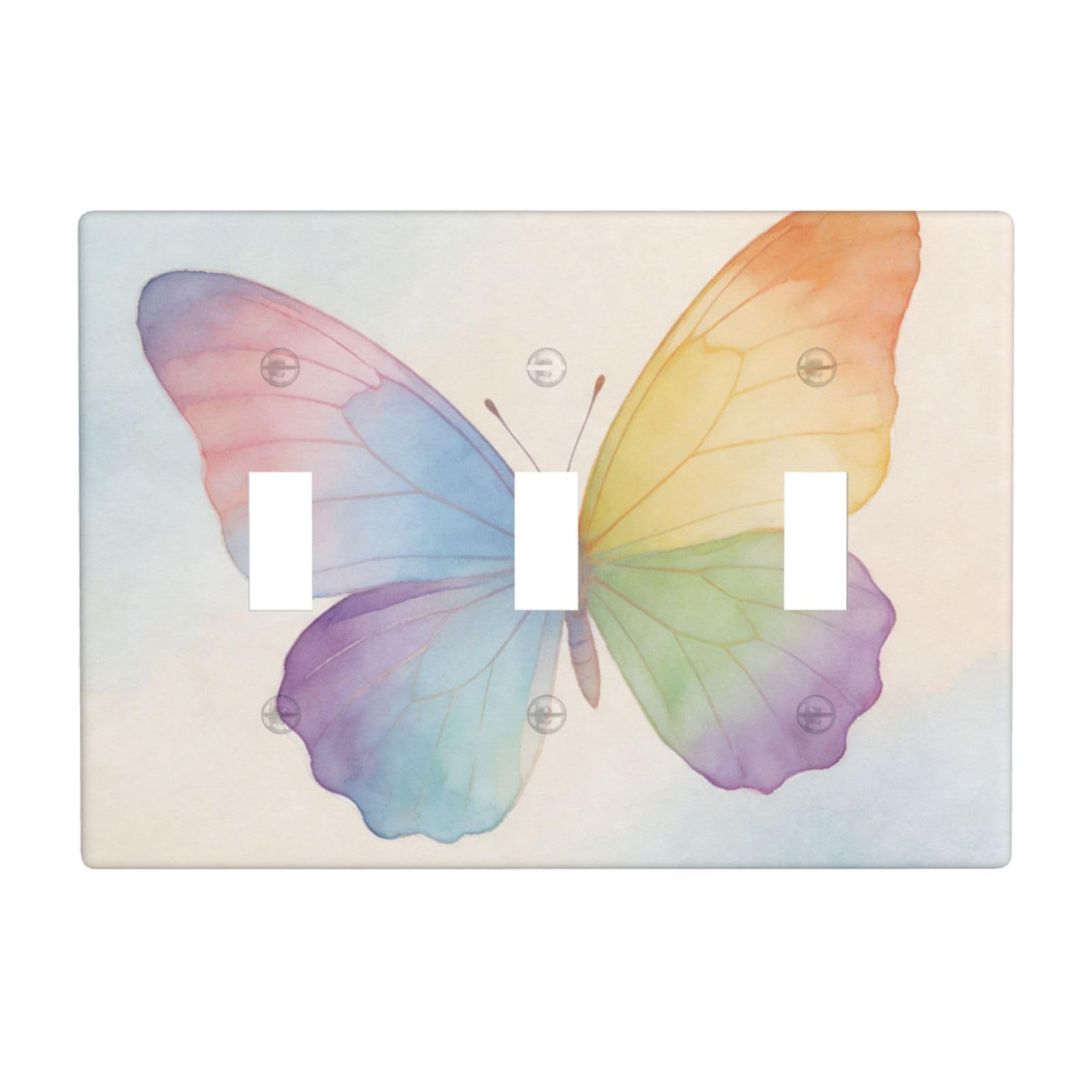 Butterfly Wash 3 Gang Switch Plate Cover-Unbreakable Polycarbonate Wall Plate, Heat Resistant Toggle Switch Decor for Home