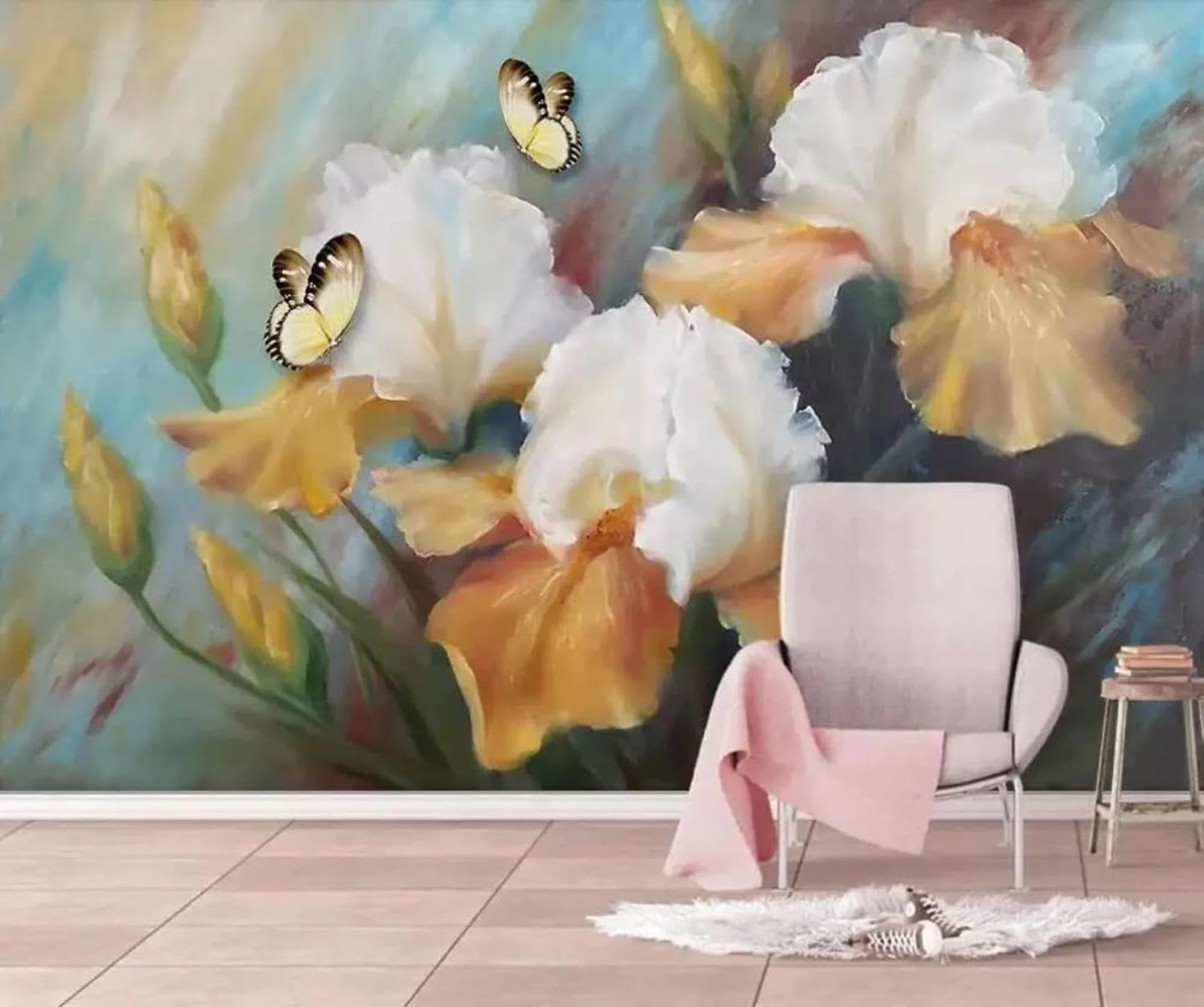 Papier peint 3D pour agrandir un salon et habiller un mur de télévision 430x300 cm