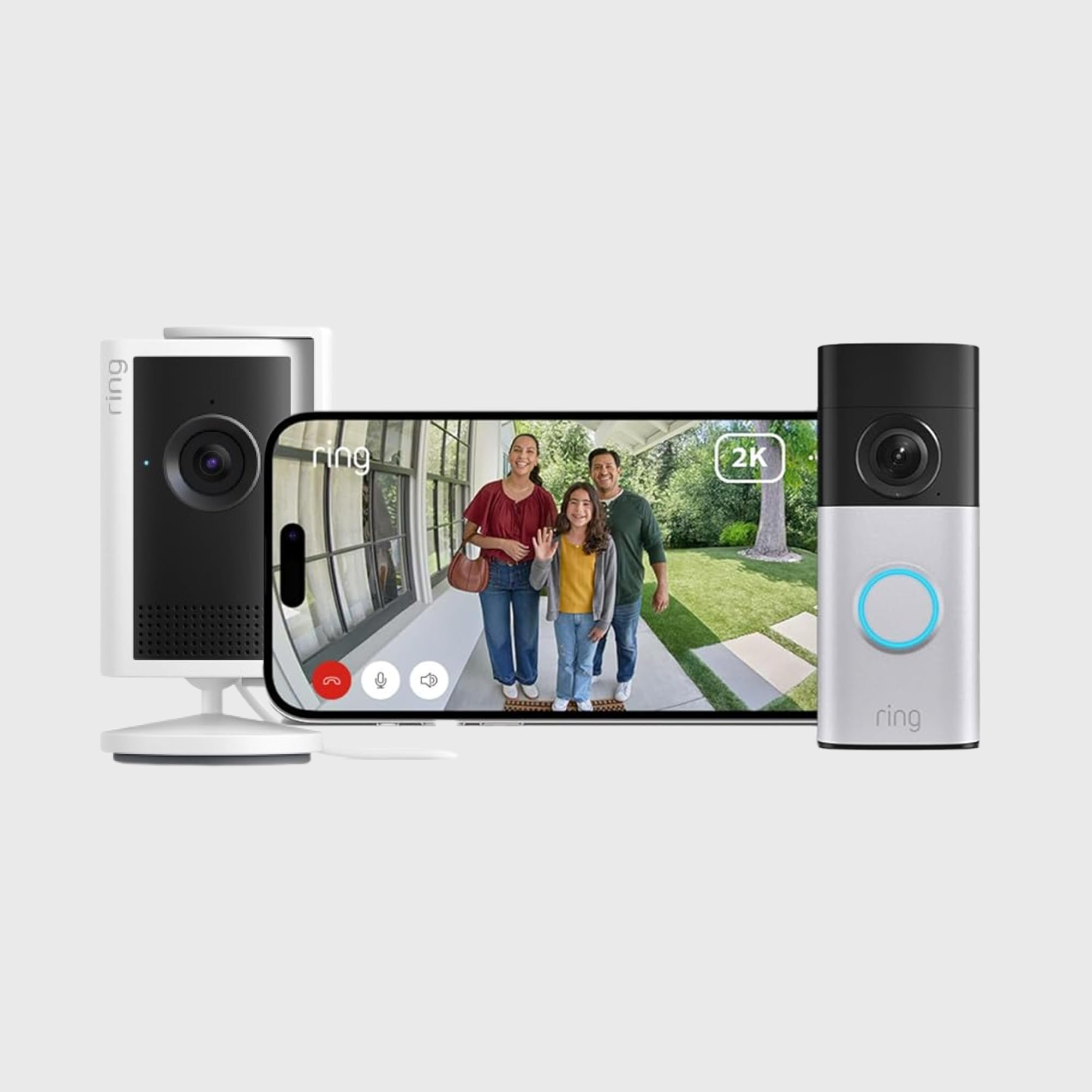 Nuovo Ring Videocitofono Plus cablato (2ª gen.) + Videocamera interna Plus | Videocitofono con videocamera | Retinal 2K | Ampio campo visivo | Prova gratuita di 30 giorni del piano Ring Home