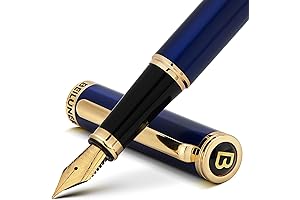 BEILUNER Fine Nib Fountain Pen, 24K Gilded Nib & German Ink Converter