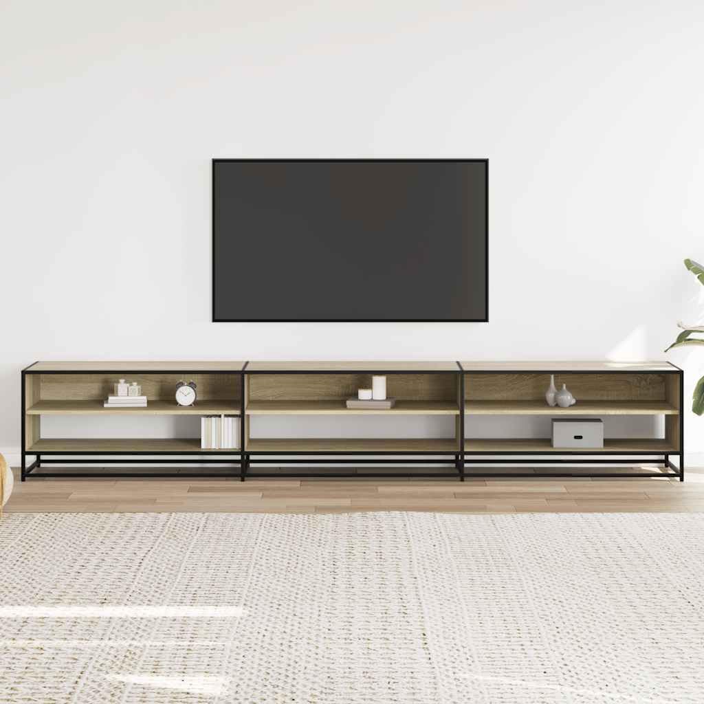 270 cm TV-Ständer für Fernseher bis zu 100 Zoll, breiter TV-Schrank, Media-Entertainment-Center mit 2 Regalen, moderner TV-Einheit, Konsolentisch für Wohnzimmer, Schlafzimmer (Braun)
