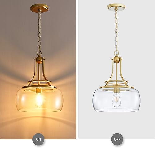 Miniatura 4 de WUZUPS Chandelier Rustic Farmhouse Industrial Round Ceiling Pendant LED Light Fixture with Clear Glass Shades for Dining Room Kitchen Island Foyer