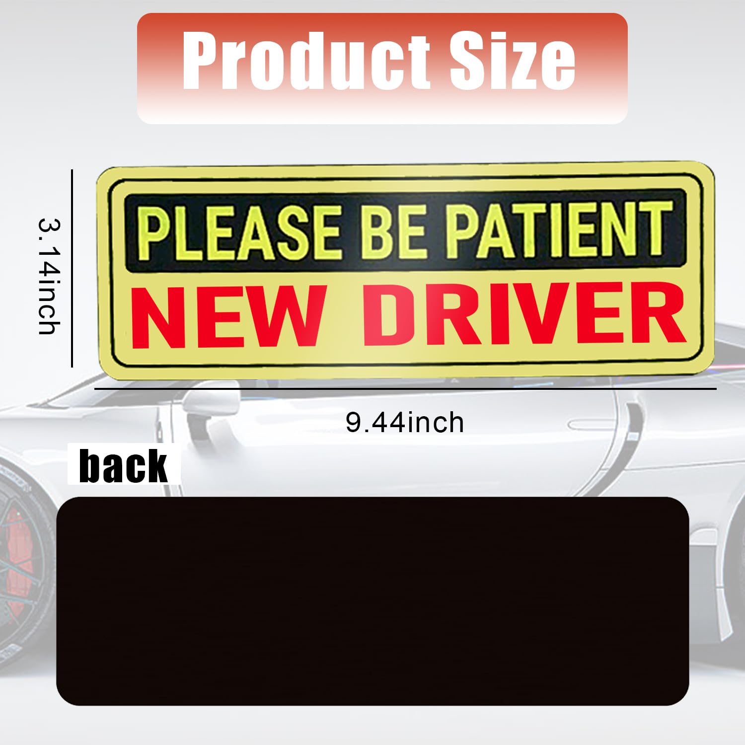 Smeyta Sticker for Car Window 3PC,No Magnetic Car Sticker and Decal,New Driver Safety Signs for Cars,Car Bumper Reflective Decal(Black&Red&Yellow New Driver,3PC)