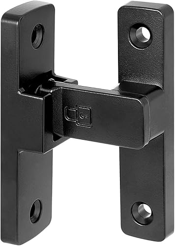 Miniatura 5 de Paquete de 2 cierres negros para puerta de granero de 90 grados, cierre de aleación de zinc de alta calidad, cierres de puerta abatible, para