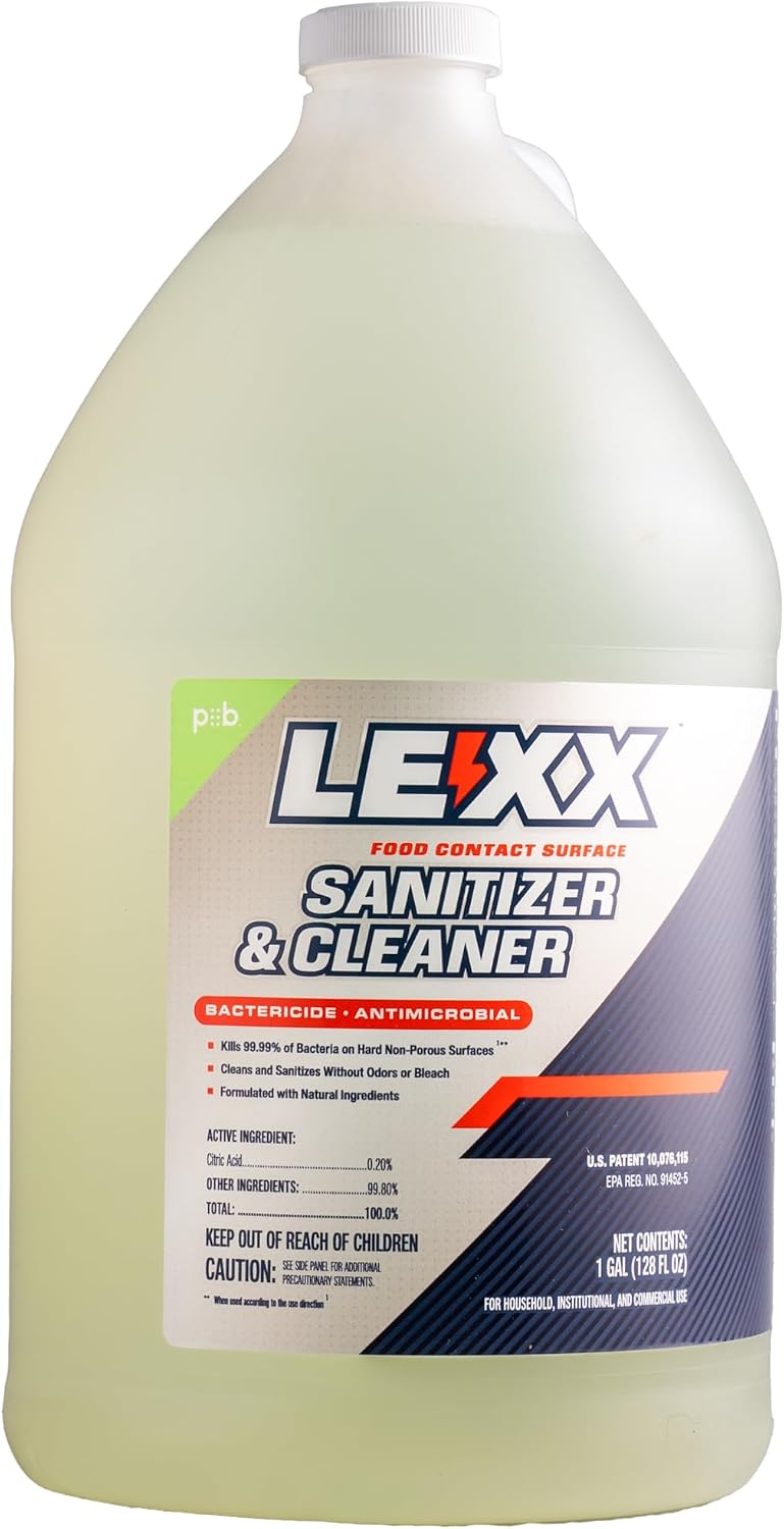 LEXX® RTU Food Contact Surface Sanitizer & Cleaner - EPA-registered and NSF-listed Category A1, D2 Sanitizer, Formulated with natural ingredients, powered by Citric acid. No Rinse Required!
