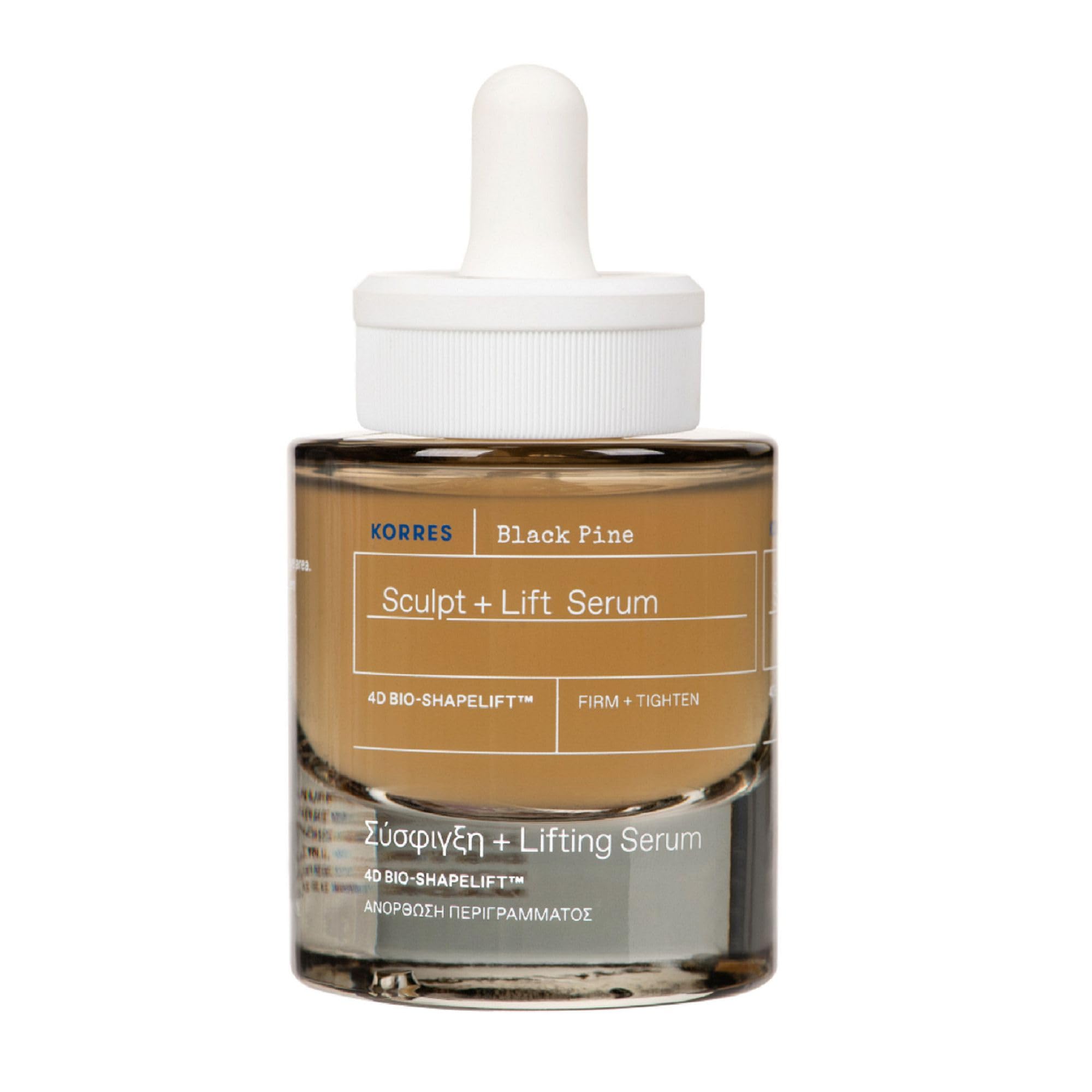 KORRES BLACK PINE 4D BioShapeLift Remodellierendes Serum, vegan, 30ml | für reife Haut, straffende und glättende Wirkung, mit schwarzem Tee & Schwarzkiefer, silikon- & parabenfrei