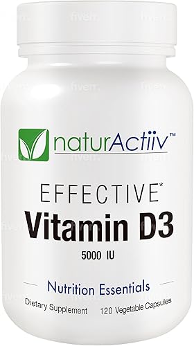 naturActiiv Vitamina D3 5000 - Suplemento eficaz de alta potencia termina la deficiencia de VIT D rápida - Microtabs fáciles de tragar
