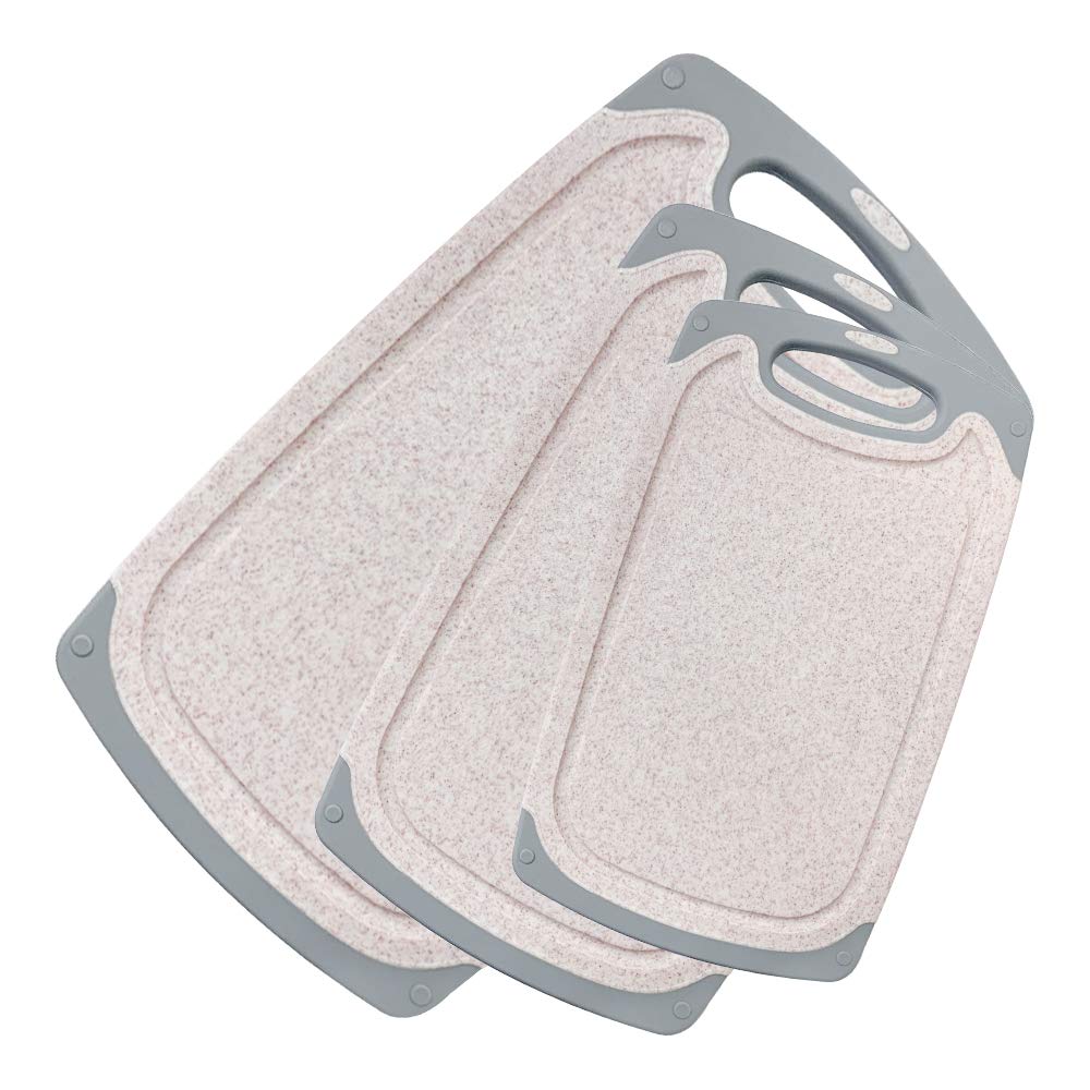 KIMIUP Kitchen Cutting Board (Set of 3),Professional Chopping Boards Sets,Dishwasher Safe Cutting Boards With Juice Grooves & Carrying Handle & No BPA