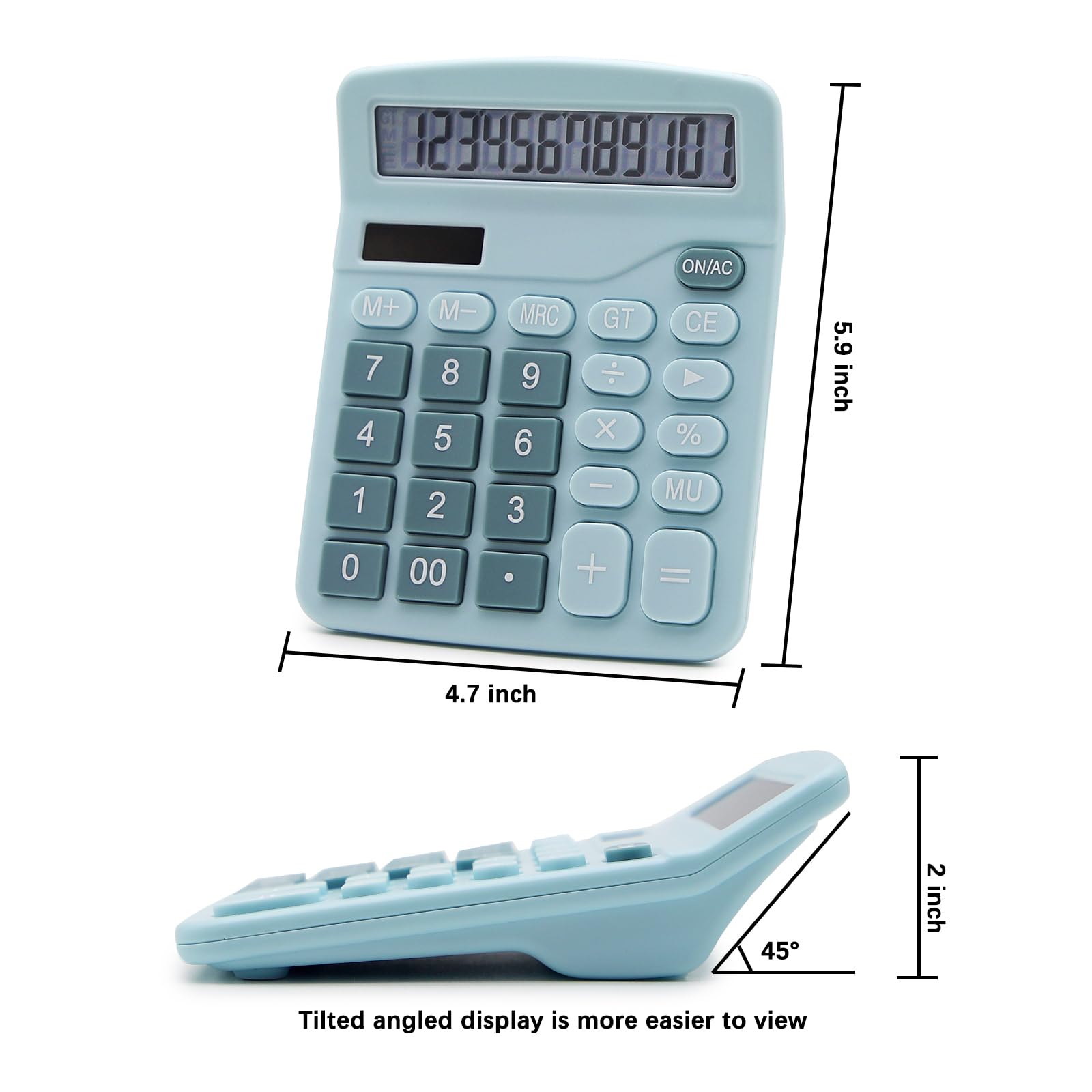 OFFIDIX Tischrechner mit Standardfunktion Dual Power Elektronisch 12 Ziffern großes LCD-Display Taschenrechner (Blau)