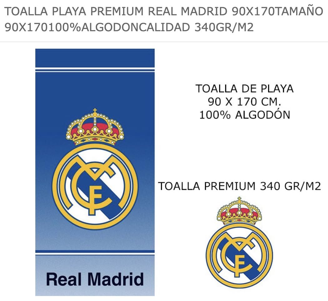 Telo Real Madrid – Asciugamano Mare e Doccia 100% Cotone 75x150 cm, Accessorio Sportivo per Tifosi Blancos, Ideale per Palestra, Piscina e Regali, Design Madrid 1