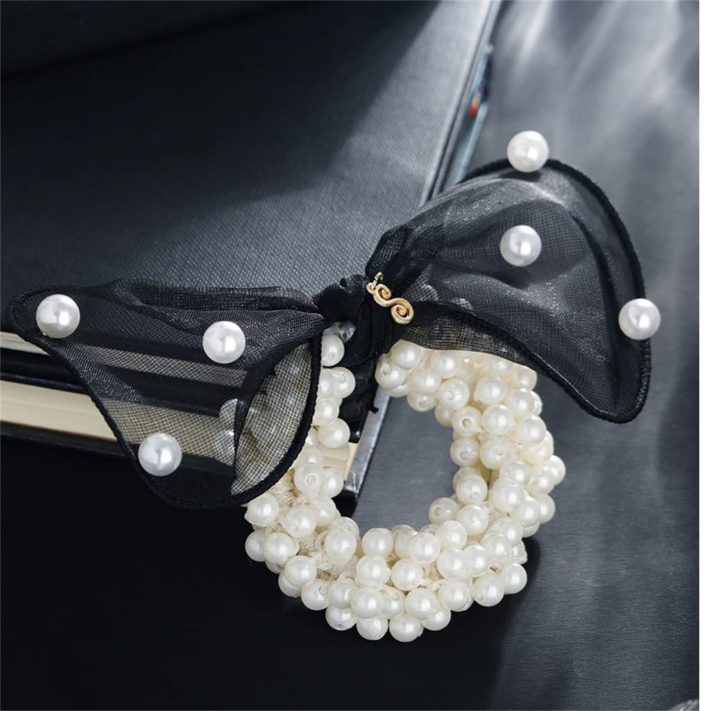 Accesorios for el cabello de perlas de imitación Tocado Anillo for el cabello Bolas Cuero cabelludo Tendón Cuerda for el cabello en espiral for mujer Cuerda for el cabello con cola de caballo atada (C