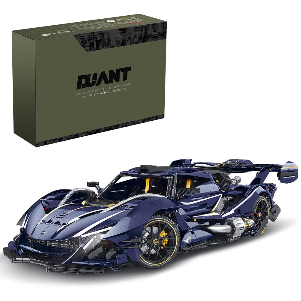 DUANT Starry Sky Blue Supercar Building Blocks Set, 3656 Pieces MOC Racing Model, 1:8 Scale Sports Car Challenging Project - Construction Collection Gift for Adults — image 1