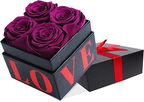 Miniatura 7 de MACTING 16 piezas de flores preservadas con collar, rosas para el Día de la Madre para siempre que duran un año, rosa eterna en una caja, regalos de