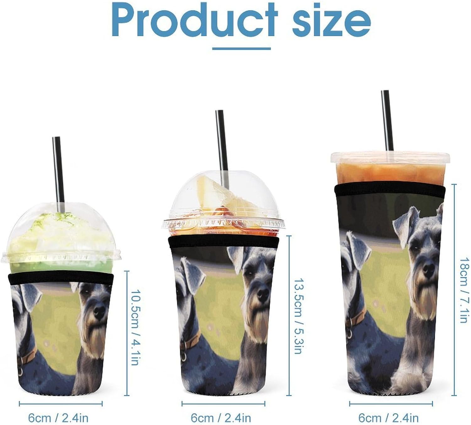 3 Pack Neoprene Cup Sleeves, Stretchy Reusable Drink Cup Cover Universal