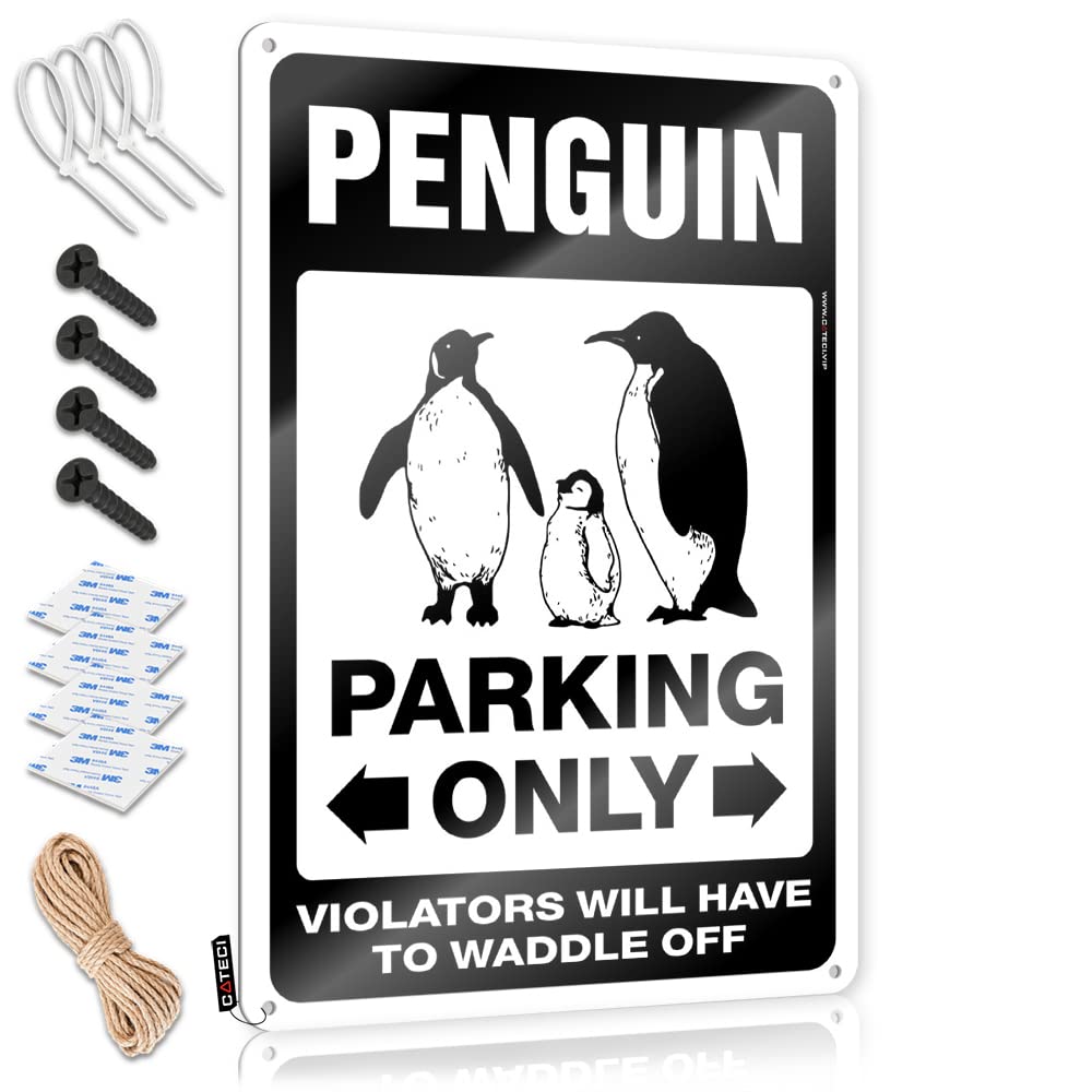 KRAZMURONGD Man Cave Signs Vintage Funny Penguin Parking Only Tin Sign Cheers Tin Sign Funny Sign Decor