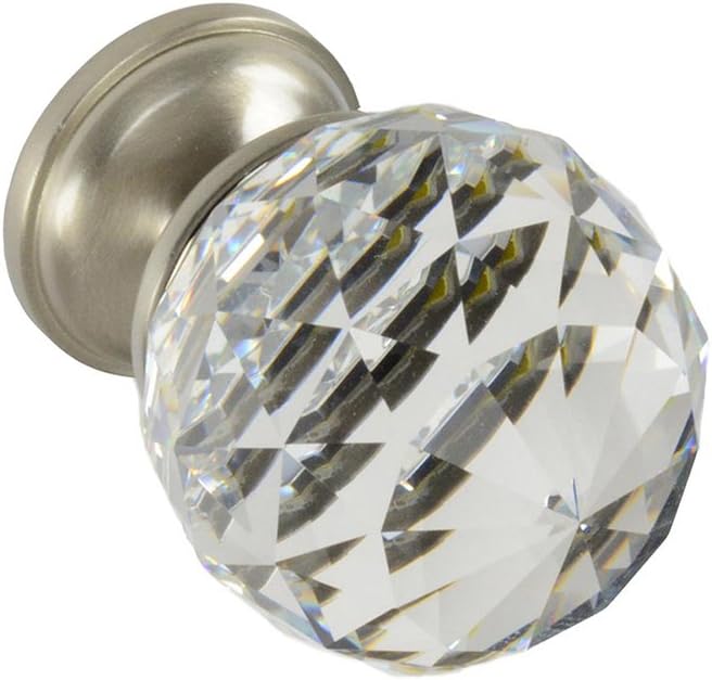 #G-320 CKP Brand Brilliance Crystal 1-1/8 in. (29mm) Knob, Brushed Nickel Base - 10 Pack