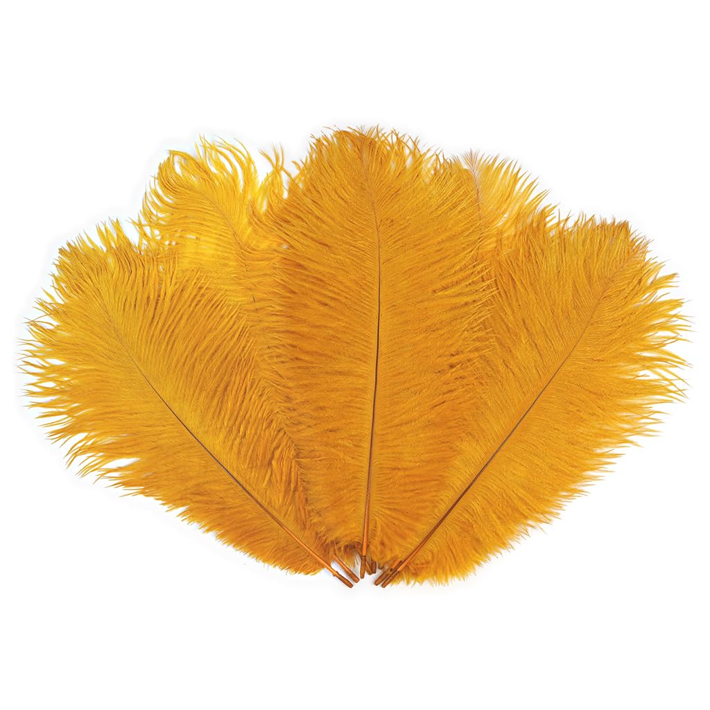 LONDGEN 20pcs Natural Ostrich Feathers 10-12 inch(25-30cm) Plume for Wedding Decoration Easter Bonnets Costume Customization and Halloween Party Carnival (Gold)