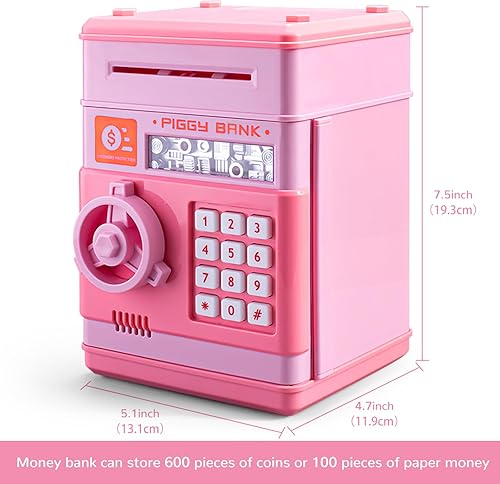 Miniatura 5 de LittleStar Kids Baby - Alcancía de juguete para niñas, caja de ahorro electrónica con dinero real, mini cajero automático, monedas, bancos,