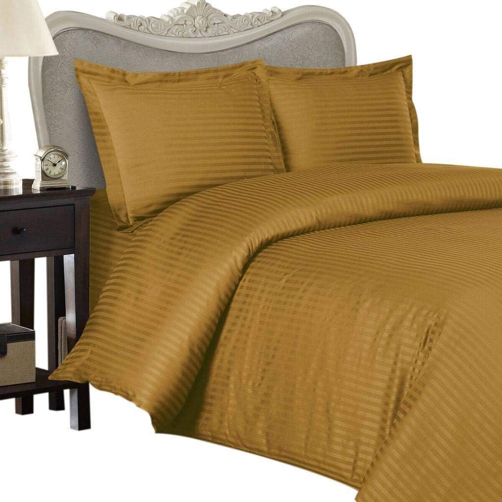 Luxurious BRONZE Damask Stripe, King Size, 300 Thread Count 100% Egyptian Cotton 4 Piece Bed Sheet Set