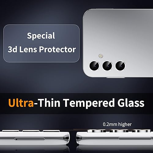 Miniatura 14 de Protector de lente de cámara para Samsung Galaxy A14/Galaxy A34, [protección contra caídas] Protector de pantalla de vidrio templado 9H Negro