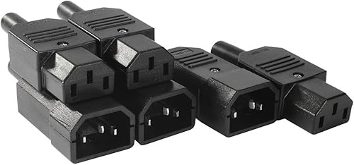 uxcell 3 pares AC250V 10A IEC C14 macho C13 hembra, 3 terminales de clavijas adaptador en línea enchufe enchufe conectores de enchufe