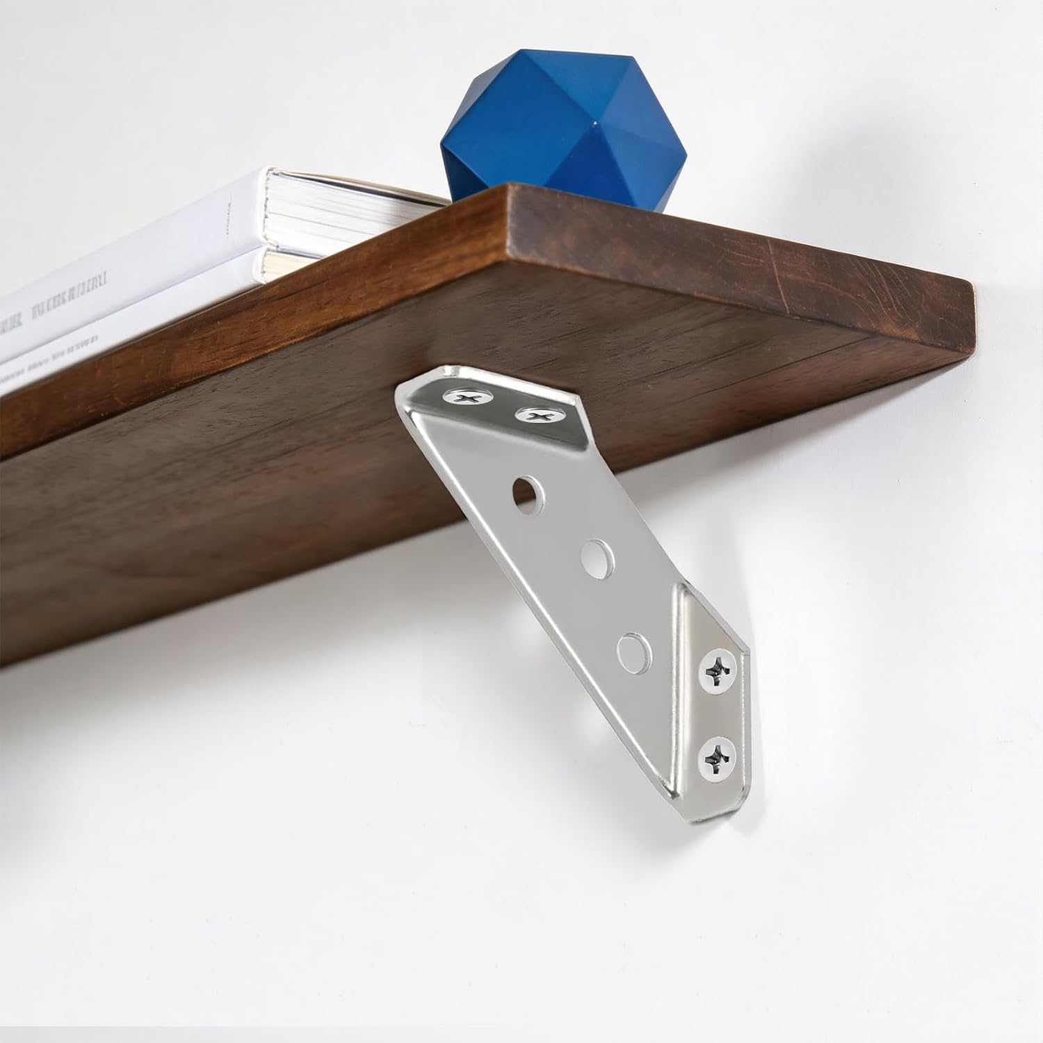 Heavy Duty Stainless Steel Corner Brackets, 90 Degree Right Angle, 4-Pack with 28 Screws, 2.56 x 1.25 Inch Triangle Furniture Connectors, Metal Frame Support