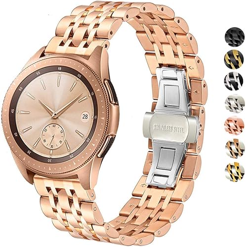 Correa compatible con Samsung Galaxy Watch 66 ClassicGalaxy Watch 55 Pro  44 Classic  3 1.614 in  Active 2, correa de repuesto de metal de acero