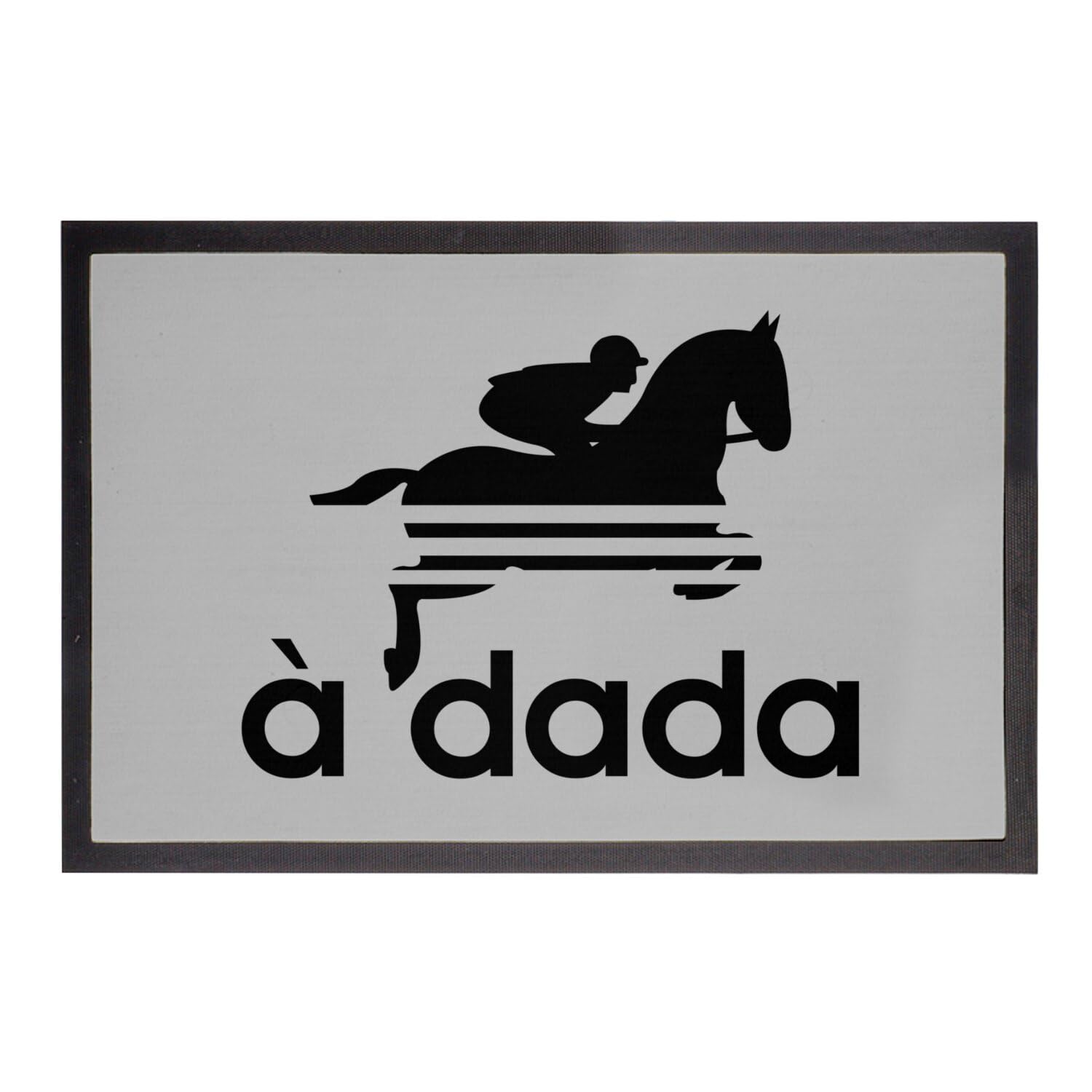 Paillasson gris A Dada Cheval Equitation tapis de porte humoristique