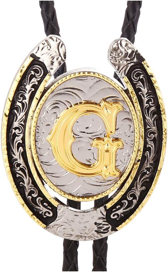 HUABOLA CALYN Bolo Tie for Men- Golden Initial Letter ABCDMJR to Z Western Cowboy Bolo Tie for Women