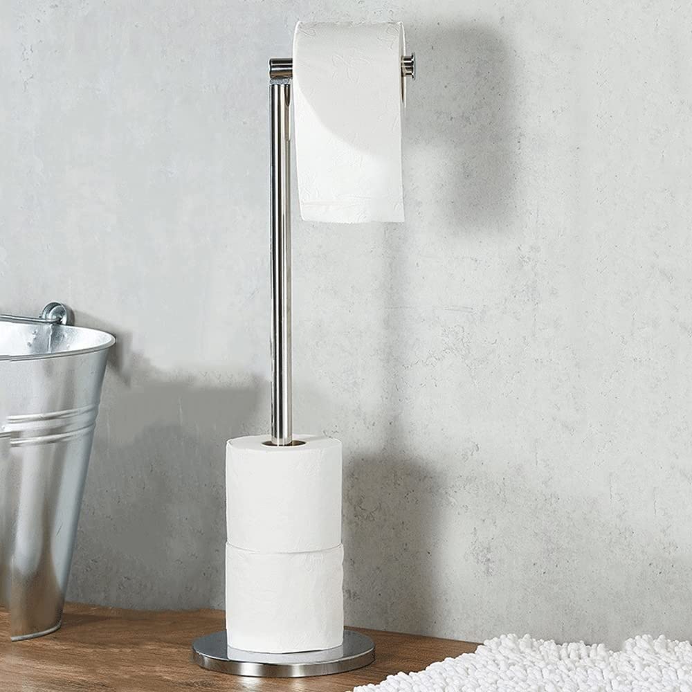 Porta carta igienica autoportante per 4 rotoli – Elegante supporto per dispenser di carta igienica da bagno, design moderno, salvaspazio, facile da usare e organizzare