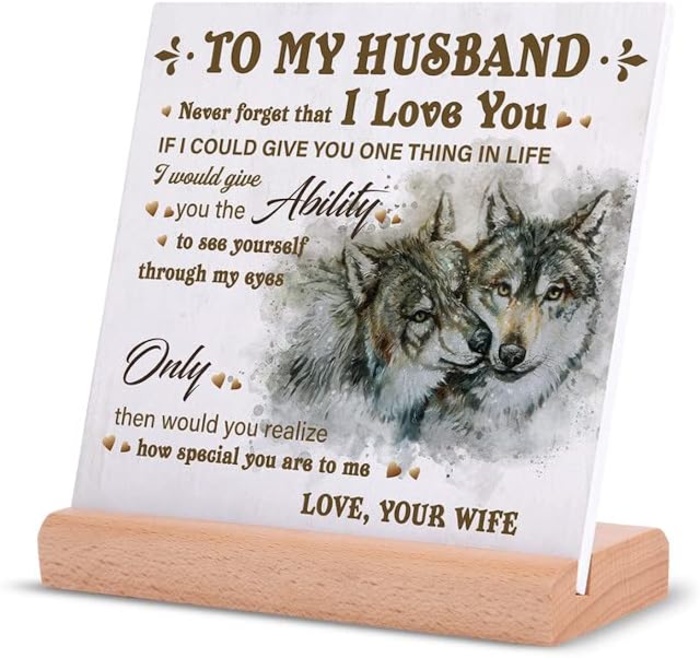 Juratar Valentines Gifts for Him, Husband Gifts from Wife, Valentines Card Anniversary Wedding Gifts for Him, Personalised Plaque Sign Gifts for Husband