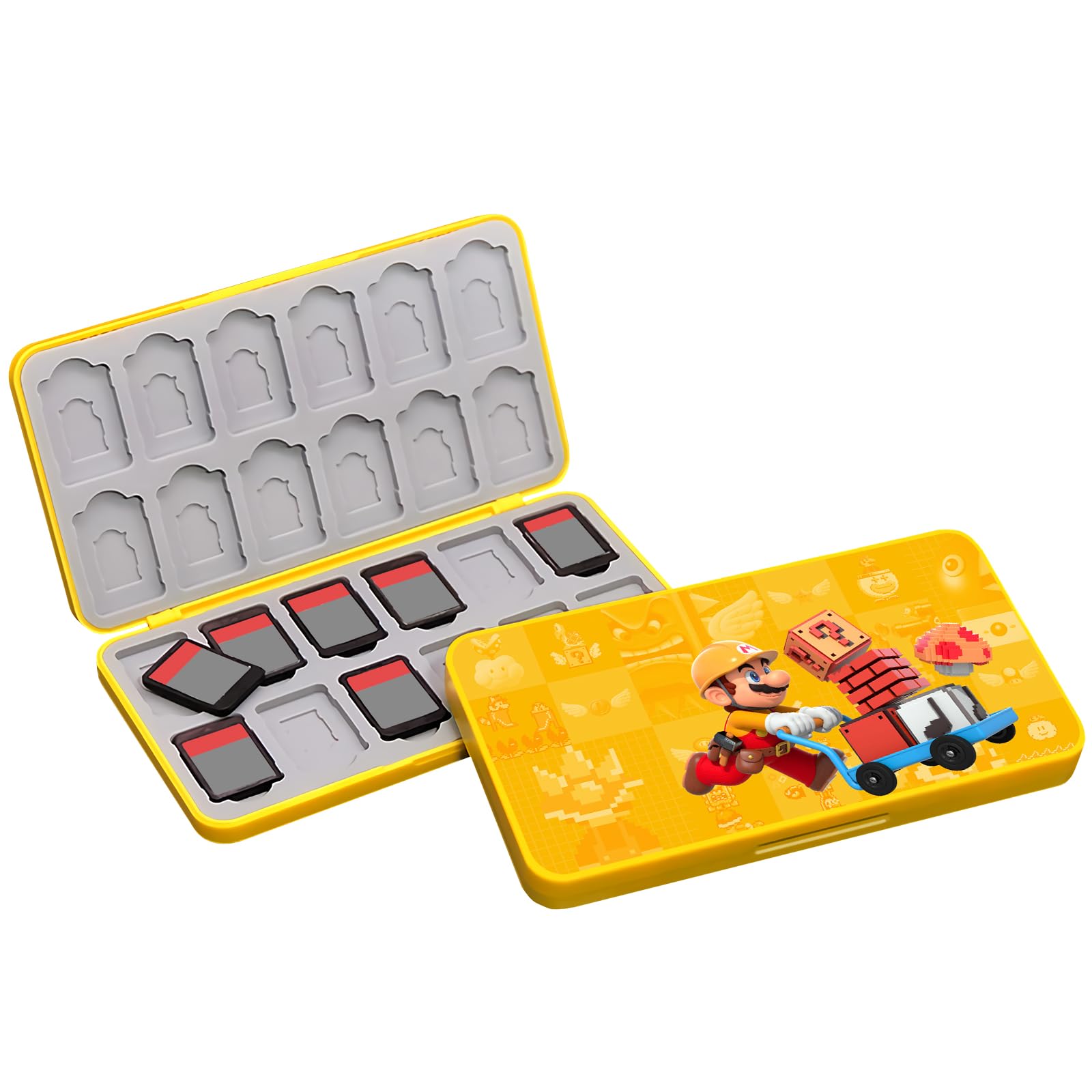 Switch Card Holder, Funda Juegos Switch, Caja Tarjetas de Juego, con 24 Ranuras para Almacenamiento de Tarjetas de Juego y 24 Ranuras para Tarjetas SD, Forro de Silicona Suave (M-O)
