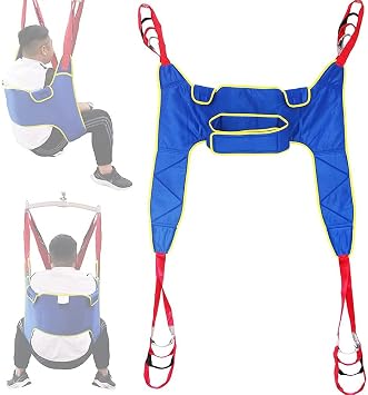 Mesh Patient Lift Sling, Hoist for Lifting Elderly, Universal 4-Point Transfer Sling Patient Paralysis Nursing Gait Lift Sling Assistant for Elderly Disabled Medium