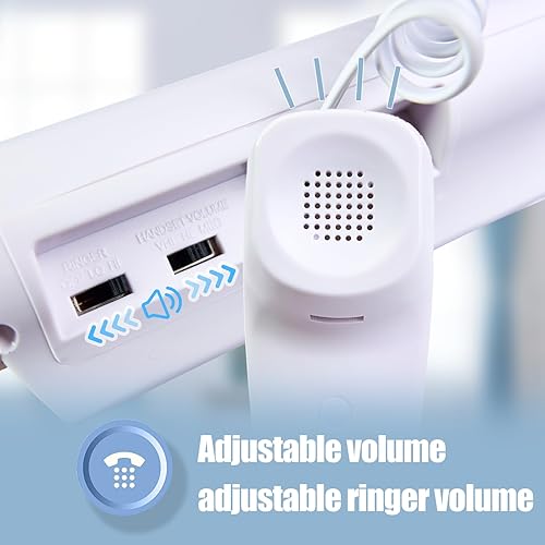 Miniatura 6 de Teléfono de botón grande para personas mayores, teléfono fijo con cable con función manos libres y 9 grupos de memoria, marcación de un solo toque,