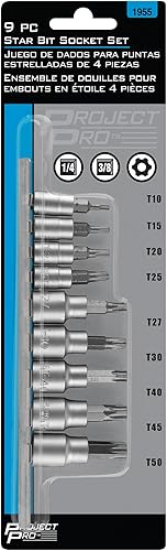 Miniatura 2 de Performance Tool 1955 Juego de 9 brocas de estrella a prueba de manipulaciones con puntas de acero de aleación duraderas en varios tamaños para