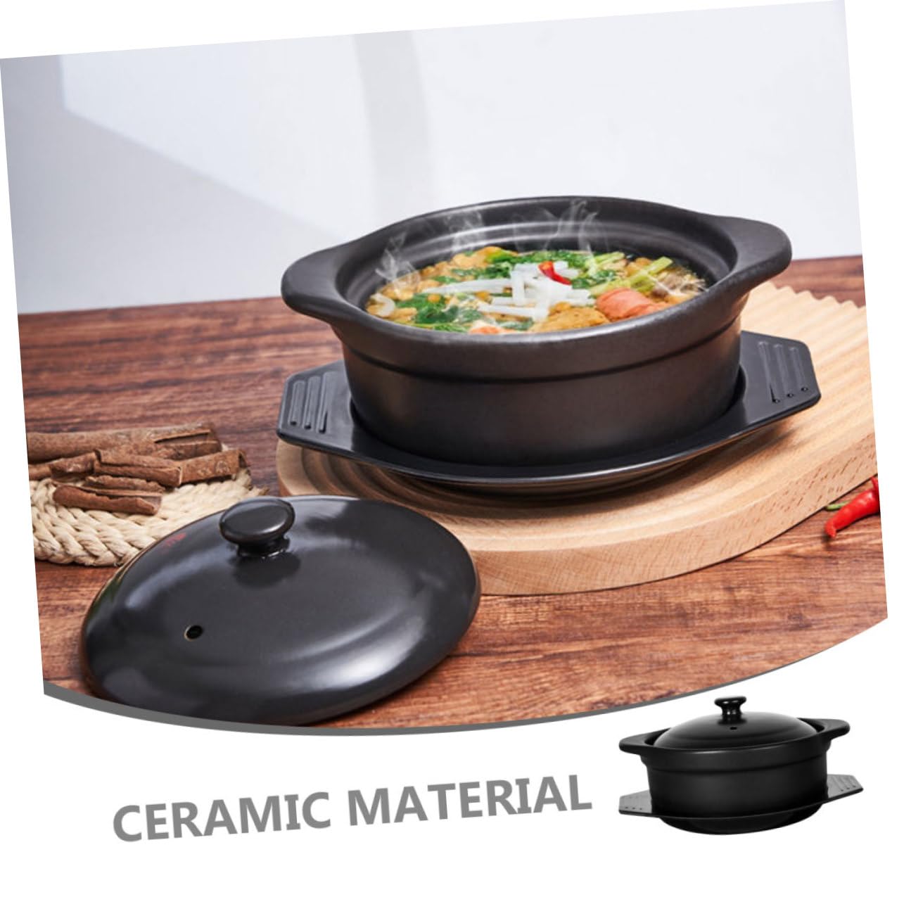 Keramik Schmortopf 1, 26 L Schwarz Hitzebeständig für Küche | Multifunktional, Haushaltsauflauf, 1, 26 L Volumen, Geeignet für Restaurant Kochtopf