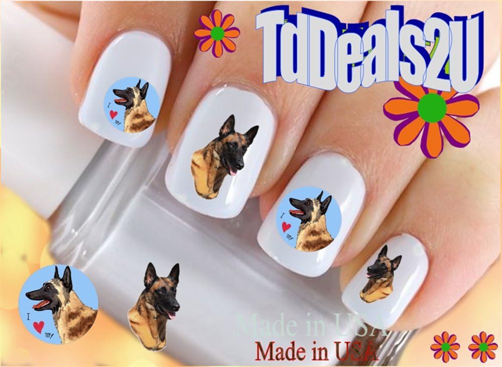 HipZySticKyNail Art Decals WaterSlide Nail Transfers Stickers Dog Breed - Belgian Malinois I Heart Nail Decals - Salon Quality! DIY Nail Accessories